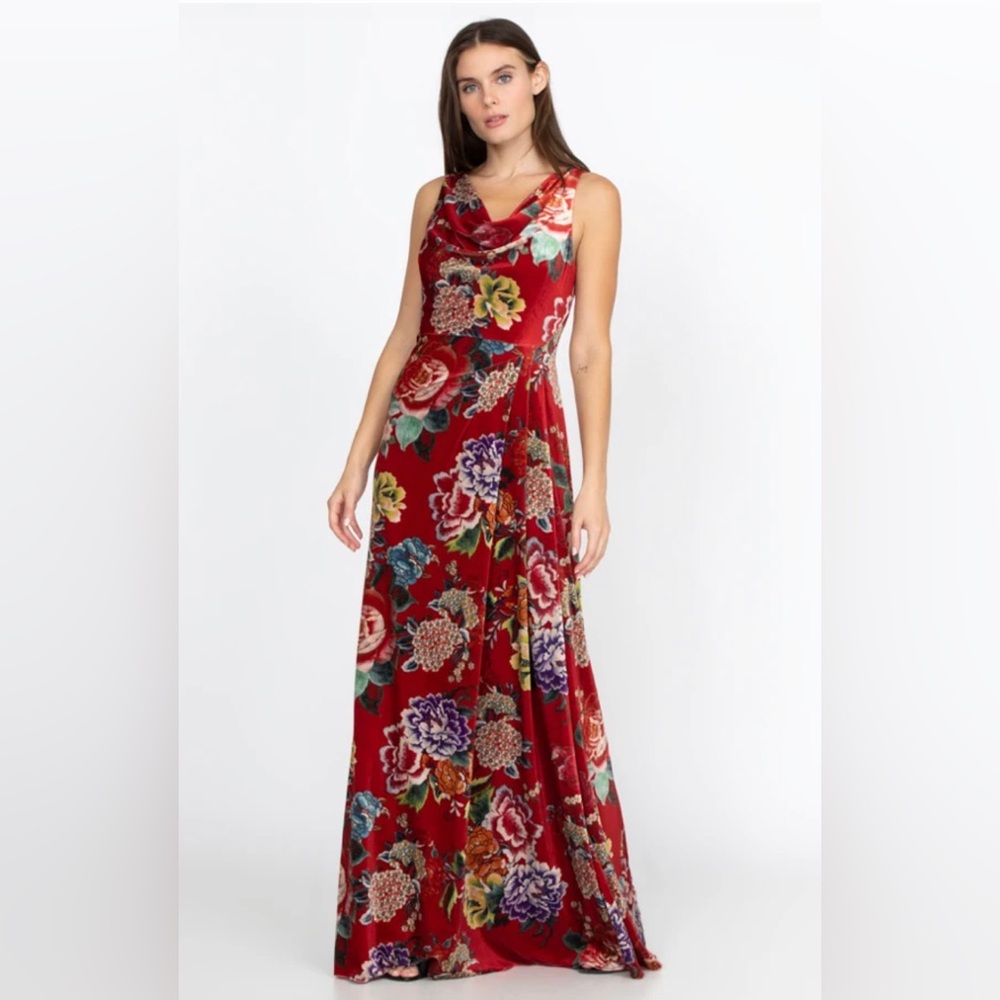 NWT Johnny Was Ryuu Flower Stretch Velvet Dress Sz 10